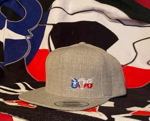 806 Snapback Flat Brim Hat (Heather Grey Texas Flag Logo)