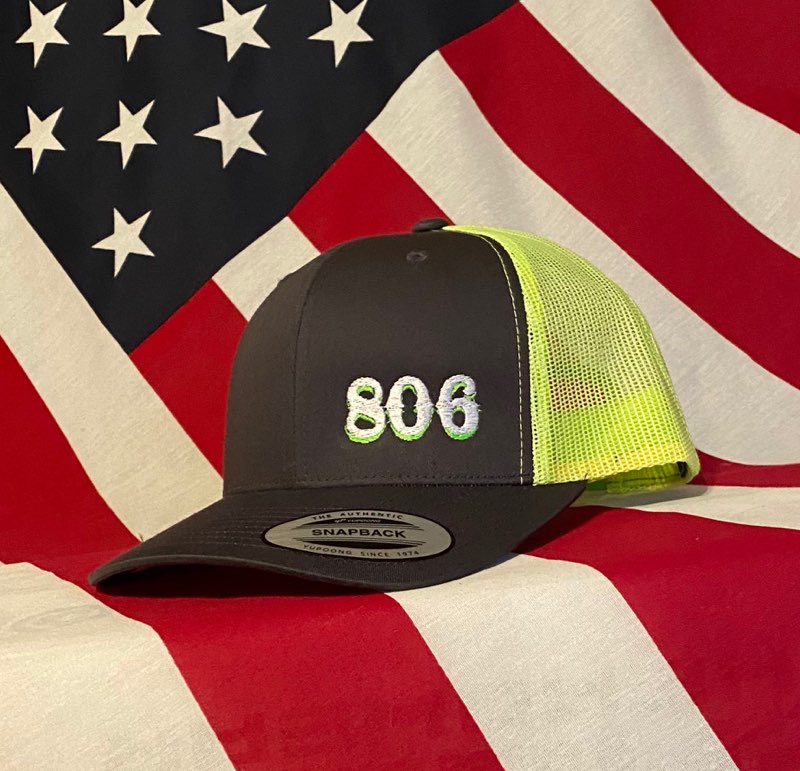 806 Charcoal Snapback Neon Green Mesh (Retro Logo White and Neon Green 806)