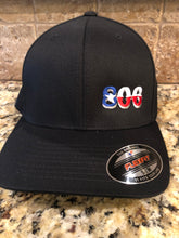 806 Flex Fit Hat (Black Hat Retro Logo Texas Flag)