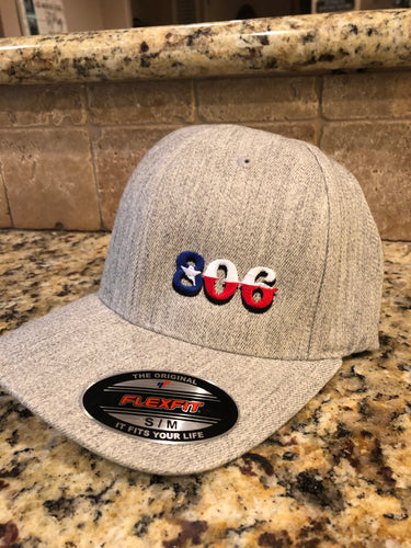806 Flex Fit Hat (Heather Grey Retro Logo Texas Flag Logo)