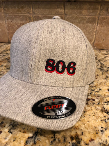 806 Flex Fit Hat (Heather Grey Retro Logo Black & Red 806)
