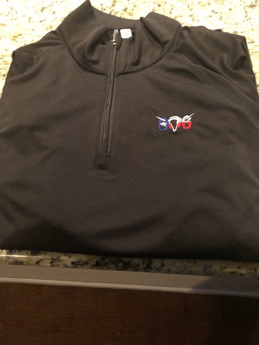 806 All Sport Light Weight 3/4 Zip Black Grey Pull Over  (Texas Flag Logo)