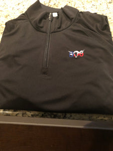 806 All Sport Light Weight 3/4 Zip Black Grey Pull Over  (Texas Flag Logo)