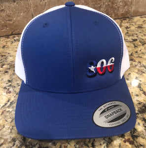 Royal Blue Snapback (Retro Logo (No Steer) Texas Flag Logo)