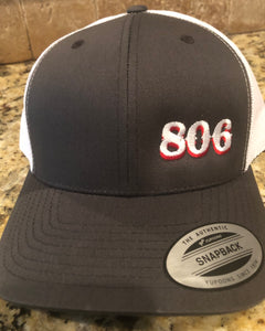 806 Charcoal Snapback White mesh (Retro Logo White and red 806)