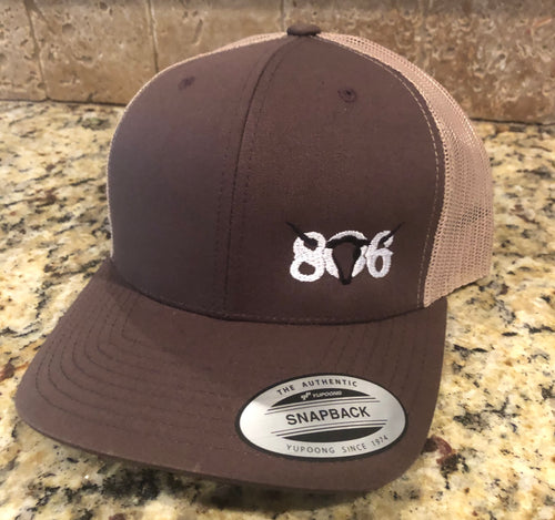 Brown and Khaki 806 Snapback (White 806 Black Skull)