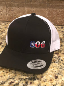 Black 806 Snapback (Retro Logo (no steer) Texas Flag