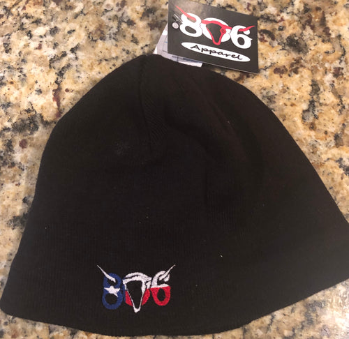 806 Winter Hat/Beanie Texas Flag Logo white steer