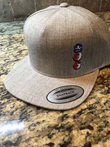 806 Snapback Flat Bill Hat (Heather Grey Stacked (Vertical Logo) Texas flag