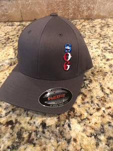 Charcoal Grey Flex Fit YOUTH hat Stacked Logo (Vertical) Texas Flag Logo