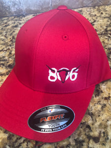 806 Red Flex Fit YOUTH hat White 806 Black Skull