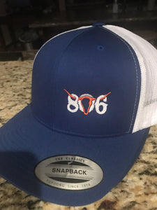 806 Royal Blue Snapback White Mesh (White 806 Orange Skull) Bronco Colors