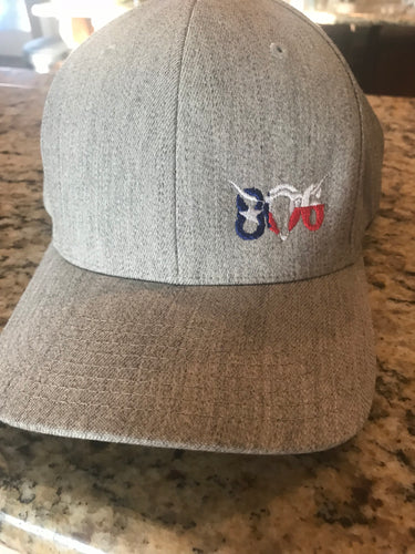 806 Heather Grey Flexfit Hat Texas Flag 806 and Skull