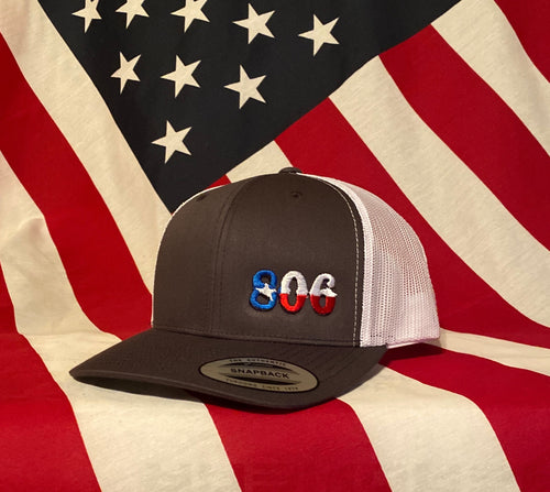 Charcoal Snapback White Mesh (Retro Logo (no Steer) Texas Flag)