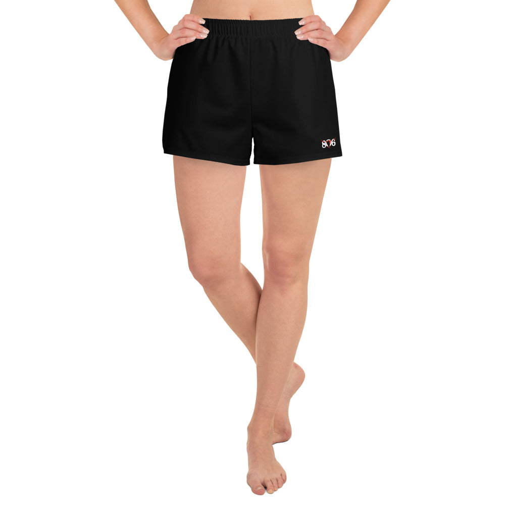 806 Women's Athletic Short Shorts (White 806 Red Steer) printed when ordered (12 to 14 days to arrive))